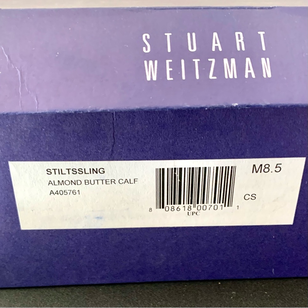 Stuart Weitzman Almond Butter Leather Platform Slingback Heels - Picture 16 of 16